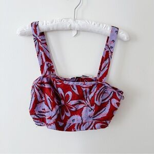 Vintage 100% Linen Pia Rucci Abstract Beaded Crop Top Sz 8